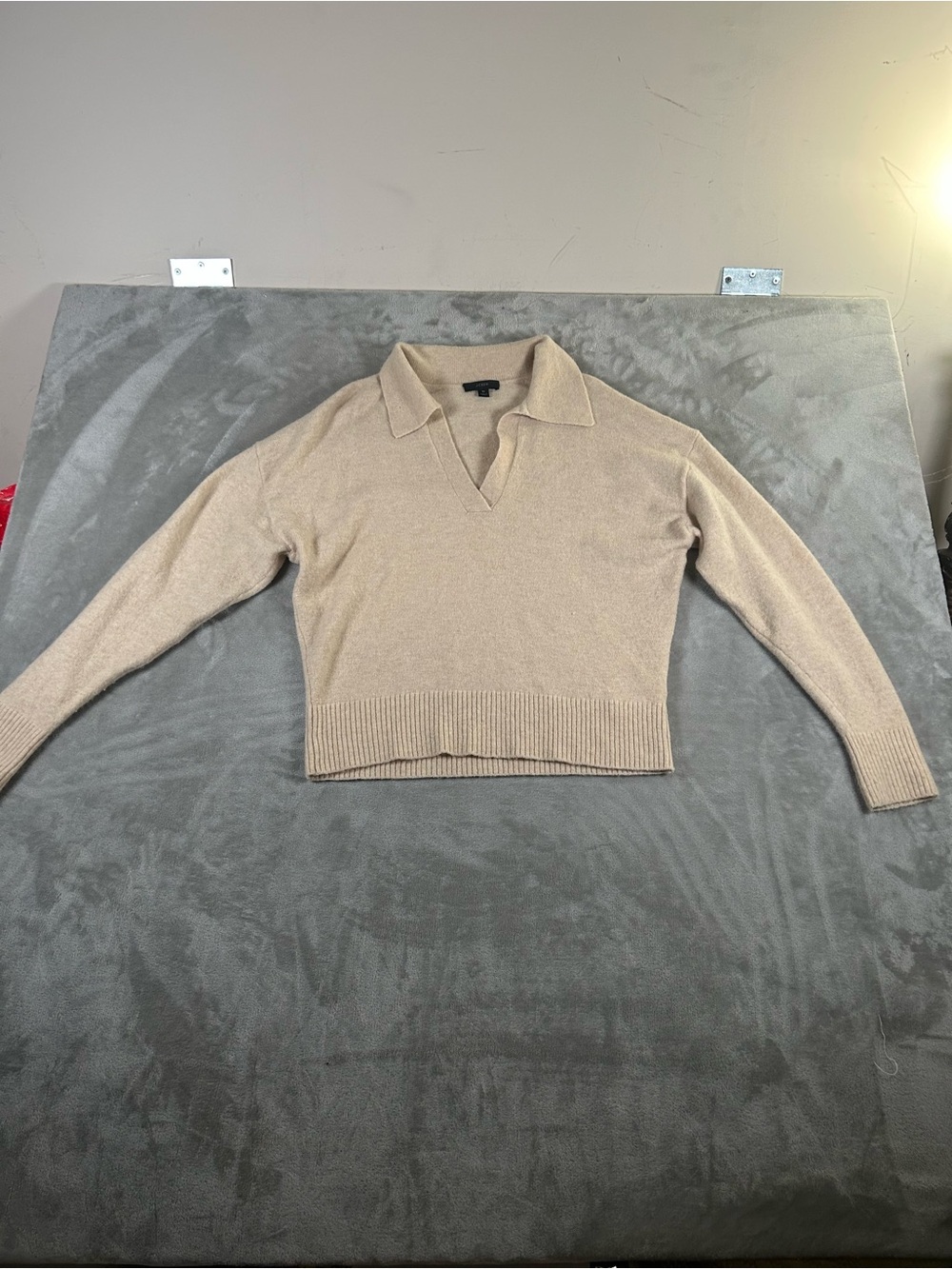 J.Crew Cropped Collared V-Neck Sweater in Beige - Picture 6 of 11